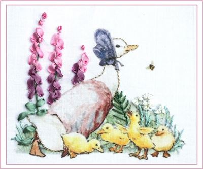 Silk Ribbon Embroidery Kit - Puddle Duck